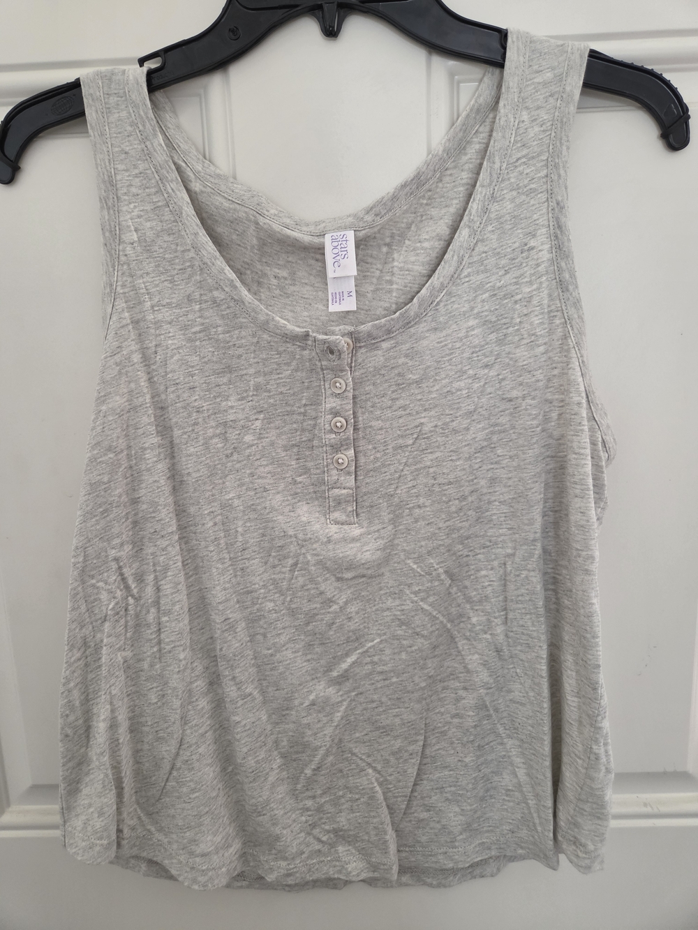 stars above Heather Gray Button-Front Scoop Neck Tank